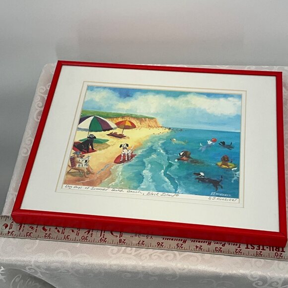Dog Days Of Summer South Beach Block Island Print By S.T. Hunziker Framed 14.25" - Picture 6 of 6